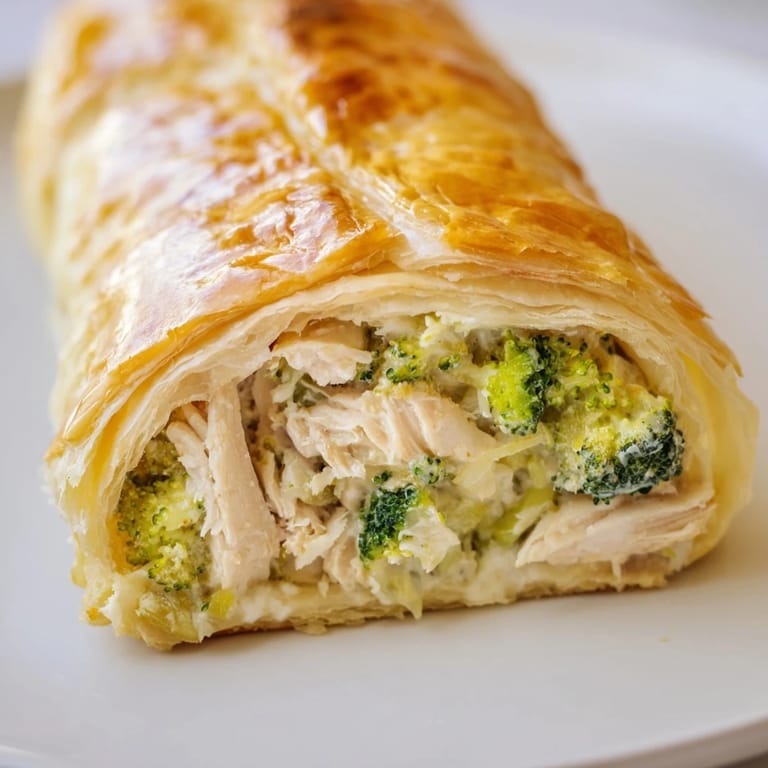 A platter of delicious Creamy Chicken and Broccoli Puff Pastry Rolls with a side salad.
