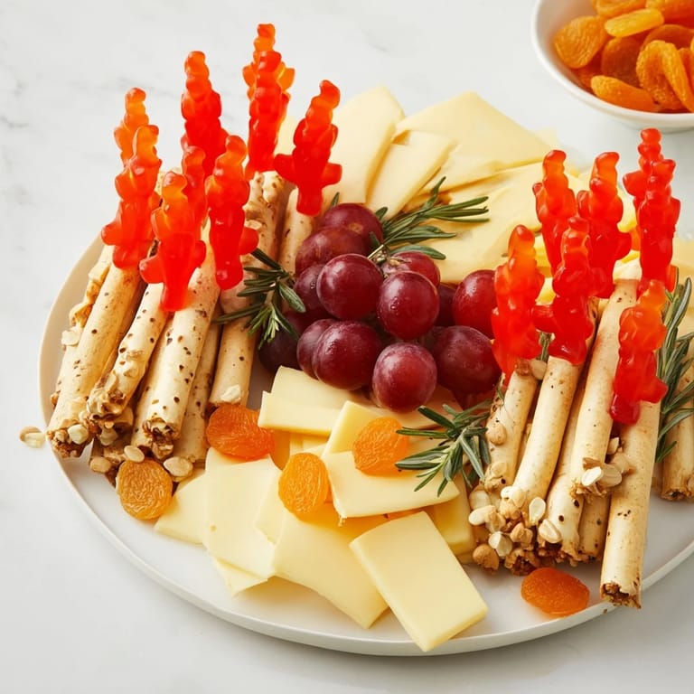 A visually appealing array: the Flickering Fire Log Snack Board, brimming with textures and flavors.