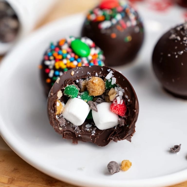 The fully assembled Hot Cocoa Bomb Topping Bar with diverse toppings awaits creamy, warm milk.