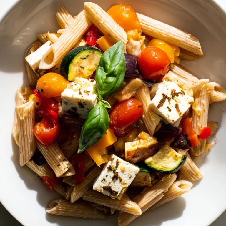 Golden baked feta cheese melting into a delicious Baked Feta Pasta 2.0 with vibrant tomatoes and pasta.