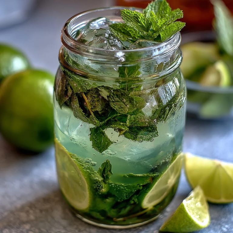 Vibrant spring mojito pitcher featuring muddled mint, lime wheels, and berry slices, perfect for garden parties and alcohol-free gatherings.