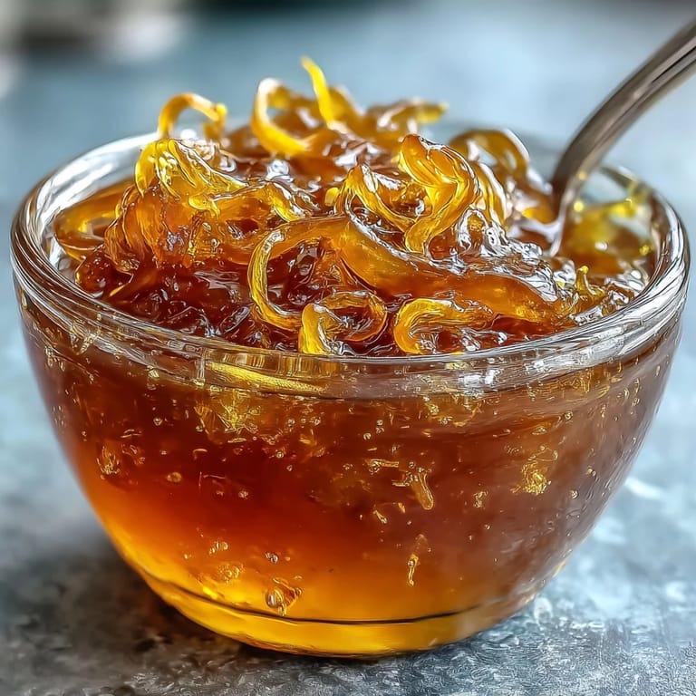 Close-up of dandelion jelly glistening on a spoon, its delicate floral aroma inviting a taste.