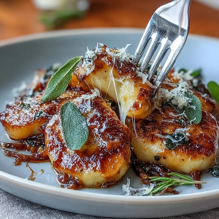 Pan-fried gnocchi in rich brown butter sauce with crispy sage leaves, a quick and satisfying vegetarian main course for any occasion.