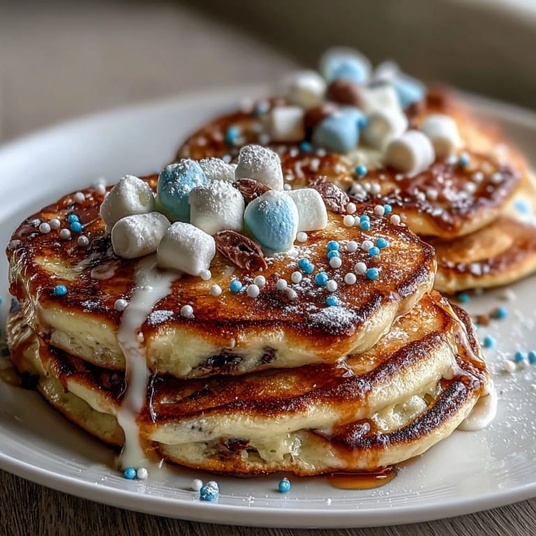 Colorful Easter egg pancakes decorated with glaze and mini chocolate chips, perfect for a fun family brunch.