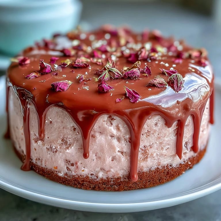 Close-up of blush Bridal Shower Rosé Velvet Cake, ready for a celebration.