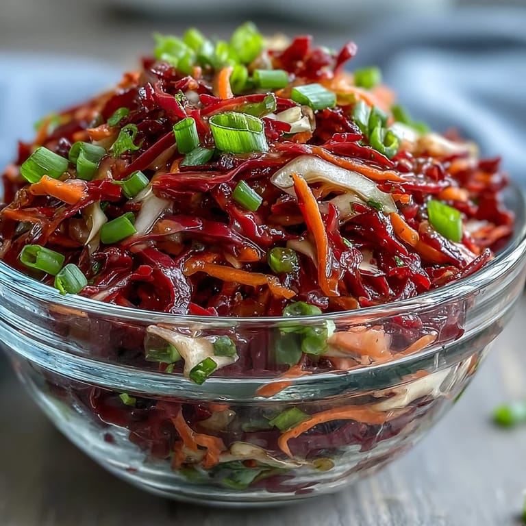 Simple red cabbage slaw, a bright, crisp, and flavorful dish for any meal.