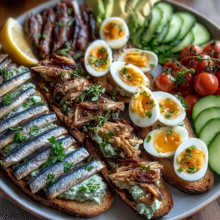 Delicious Tinned Fish Brunch Board, a feast of flavors and textures.