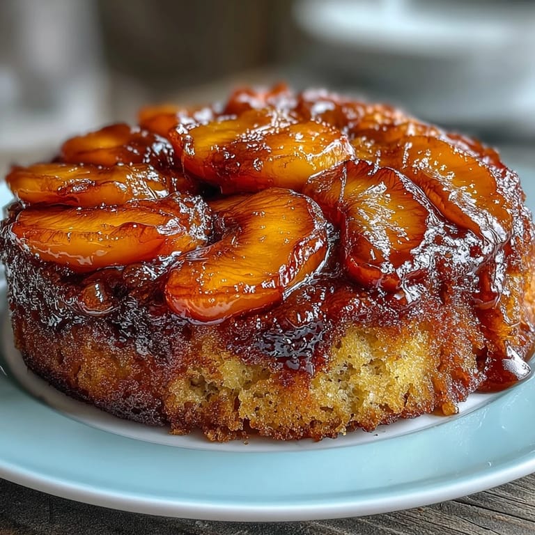 Juicy, tender peaches crown this luscious Brown Sugar Peach Upside-Down Cake.