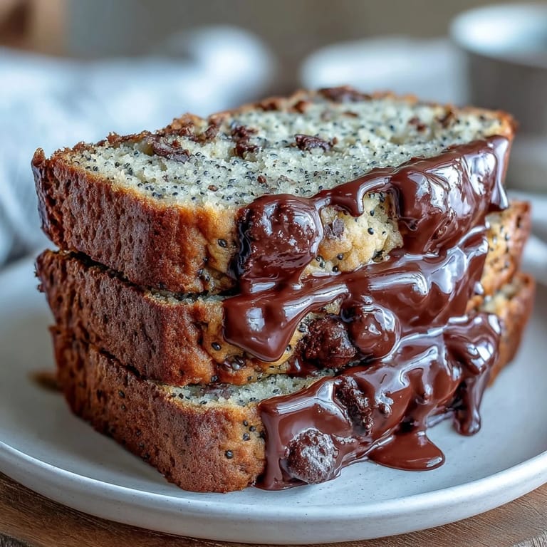 Delicious black sesame chocolate chip banana bread ready to be served warm.