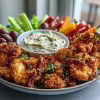 Vibrant Chicken Run Veggie Tray with colorful carrots, peppers, and cucumber sticks around creamy ranch hummus dip.