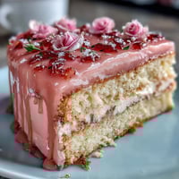 Beautiful Mothers Day Cake with pink ombre buttercream and fresh edible flowers, perfect for a special celebration.